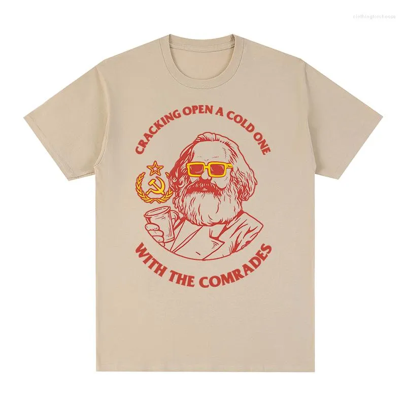 Erkek Tişörtleri Marx T-Shirt Marksizm Engels Lenin Stalin Vintage Erkekler Gömlek Tee Tshirt Kadın Üstler