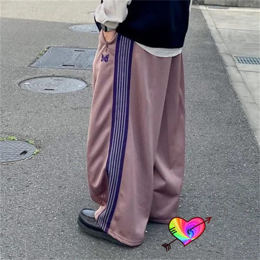 Men's Pants Oversized Taupe Needles Pants Men Women 1 1 Wide Leg Needles Track Pants Butterfly Sweatpants AWGE Sport Trousers 230921