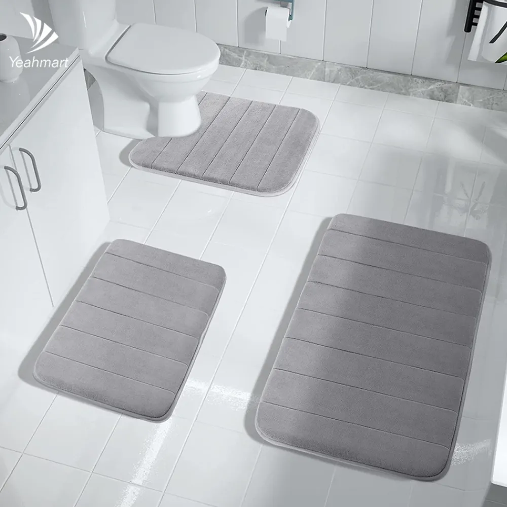 Badmatten 1/2/3 Stuks Memory Foam Badmat Sets 40x60 CM/50x80 CM/50x60 CM U-vormige Wateropname Wc Mat voor Badkamer Tapijten Voet Mat 230921