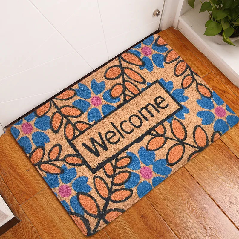 Bath Mats Door Mat Entrance Mat Welcome Flowers Patten Non-slip Doormat front doormats outdoor decor indoor funny floor mats bath rug 230921