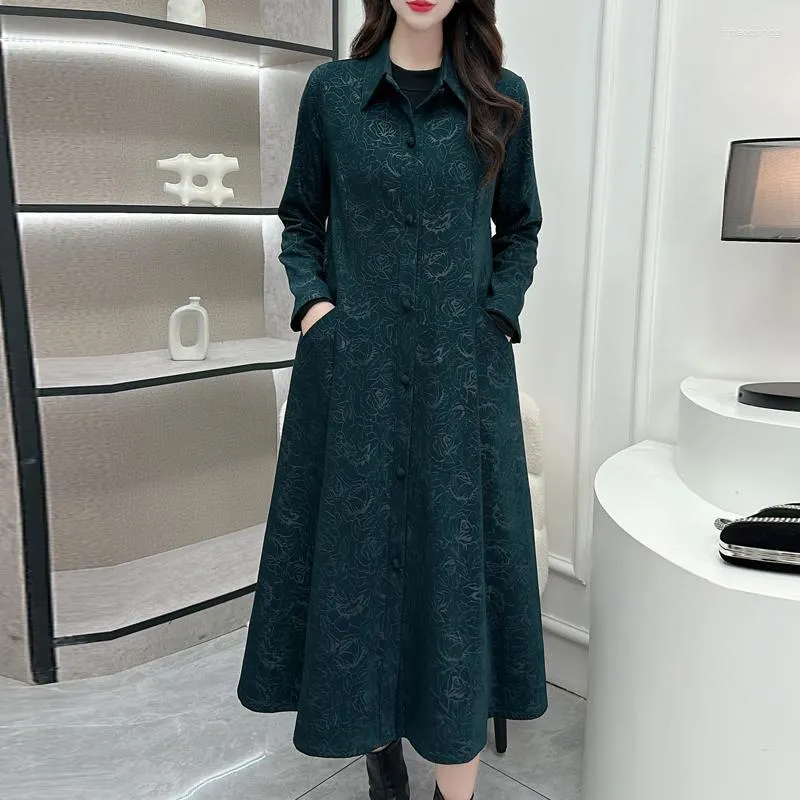 Kvinnors diken Coats Coat Winter Print Casual Elegant Female Chic Tickets Long