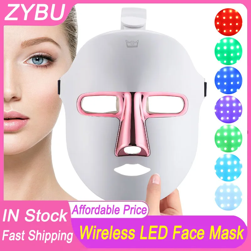 Il più nuovo uso domestico senza fili 7 colori luce LED maschera facciale cura del viso trattamento bellezza anti acne terapia viso sbiancante macchina per il ringiovanimento della pelle