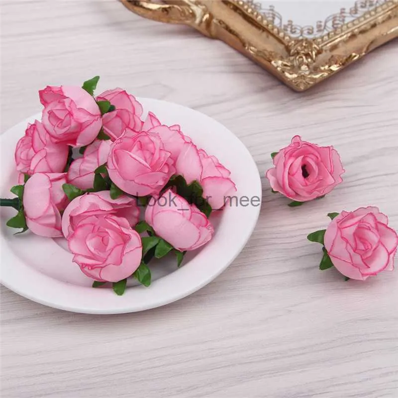 Juldekorationer 20/50 st/parti Silk Rose Artificial Flowers Head Diy Christmas Wreath Flower Wall Decor Accessorise Home Wedding Valentine's Day HKD230921