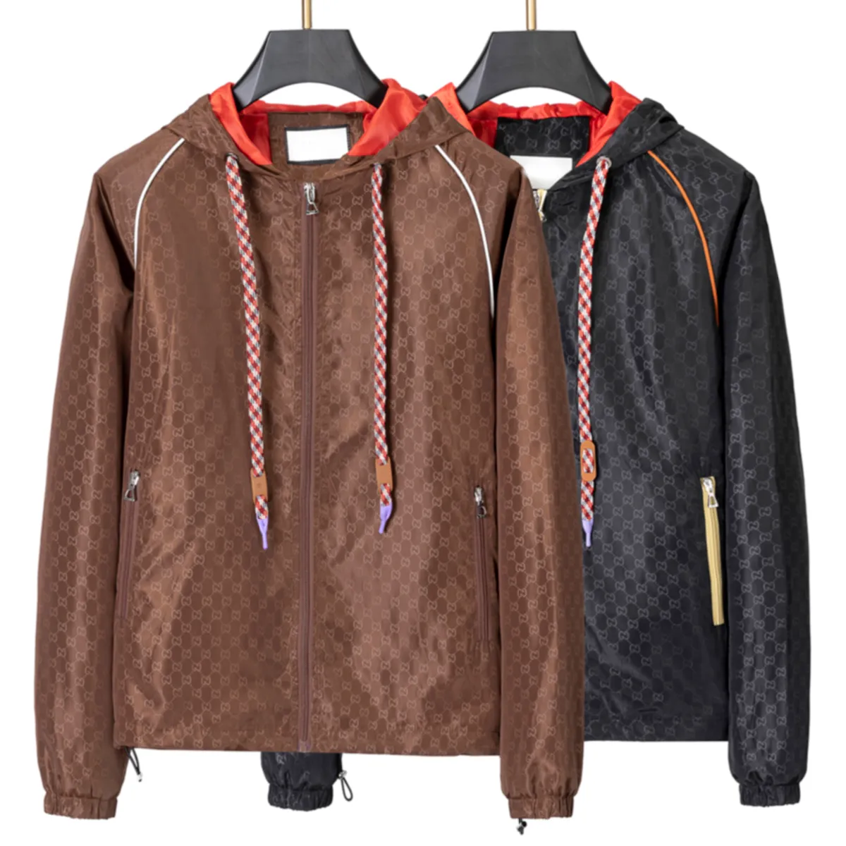 2023 primavera e outono moda jacquard escuro masculino com capuz casaco casual marca de moda jaqueta com estilo casaco masculino
