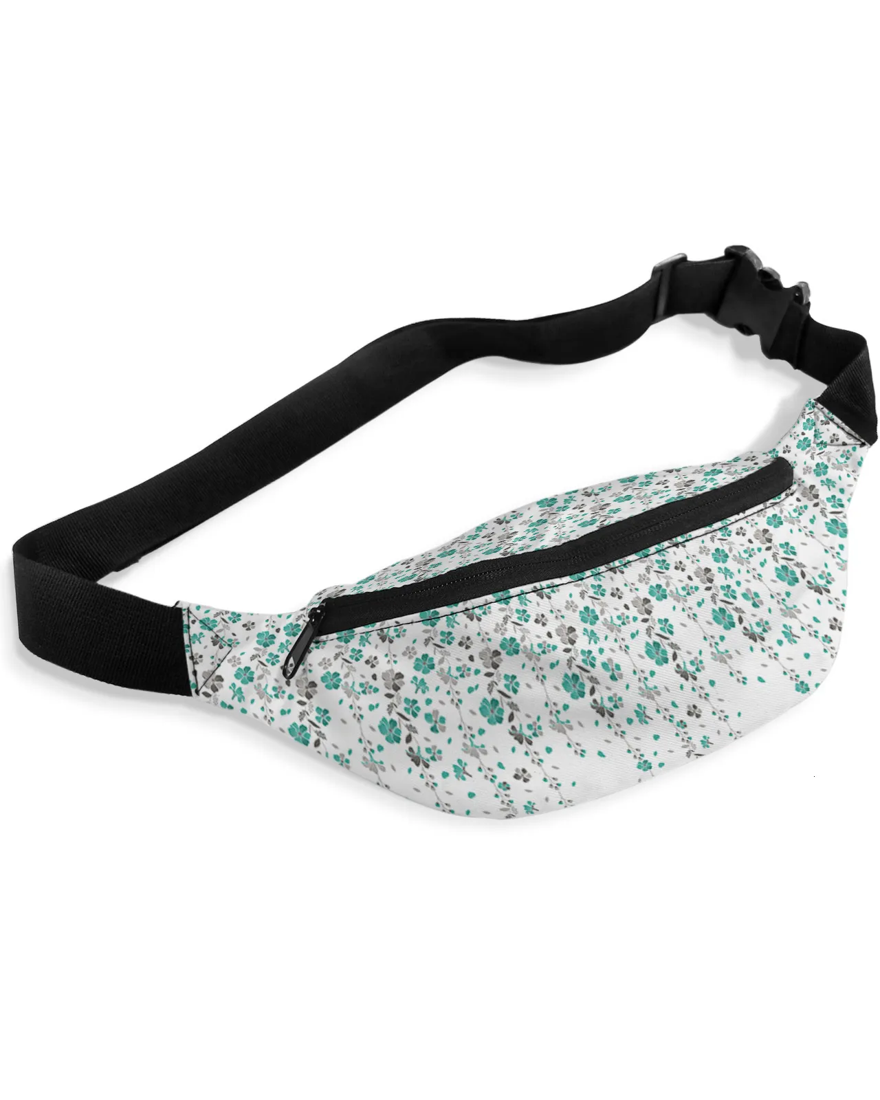 Midjepåsar kricka grå blommor för kvinnor man reser axel crossbody bröstvattentät fanny pack 230920