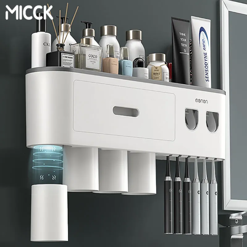 Toothbrush Holders MICCK Wall Toothbrush Holder Bathroom Organizer And Storage Toothbrush Holder For Bathroom Toothpaste Dispenser Home Accessories 230921