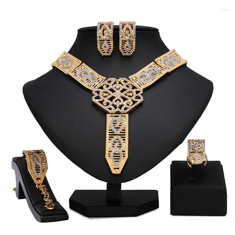 Ensemble de boucles d'oreilles et collier de haute qualité, bijoux plaqués or 18 carats de dubaï, perle du Nigeria pour mariage traditionnel, bijoux de mariage pour femmes