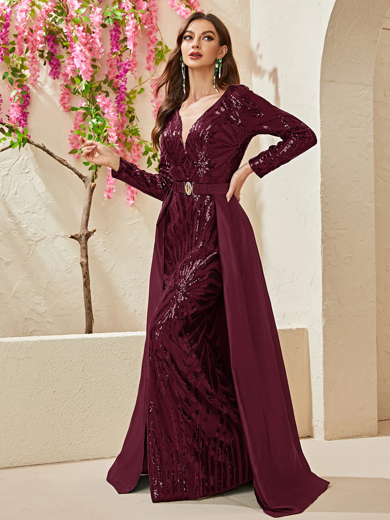 knee length dresses for ladies Miss Circle Women Fatima Crystal Sleeveless Corset Mermaid Maxi Dress main image 1
