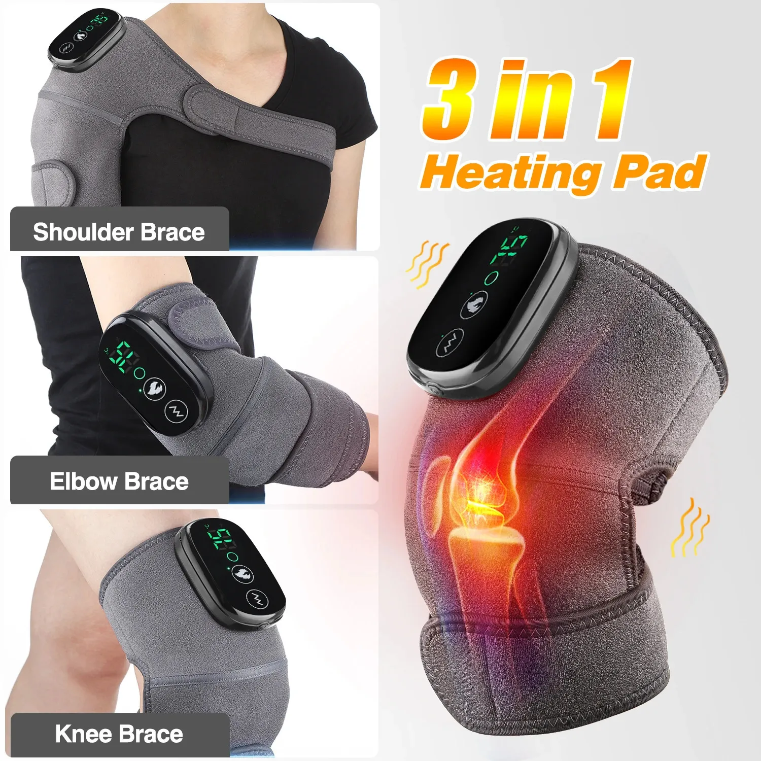 Bärbar Slim Equipment Electric Heat Knä Massager Vibrator armbågsben Joint axel röd ljus uppvärmd pad fysioterapi Artrit smärtlindring 230920