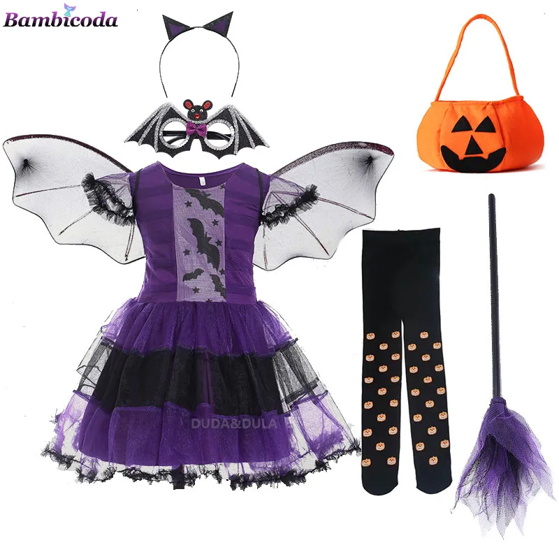 Costume cosplay di Halloween per bambini neonate bambini costume da strega ragazza cosplay festa di carnevale principessa vestiti in maschera 230920