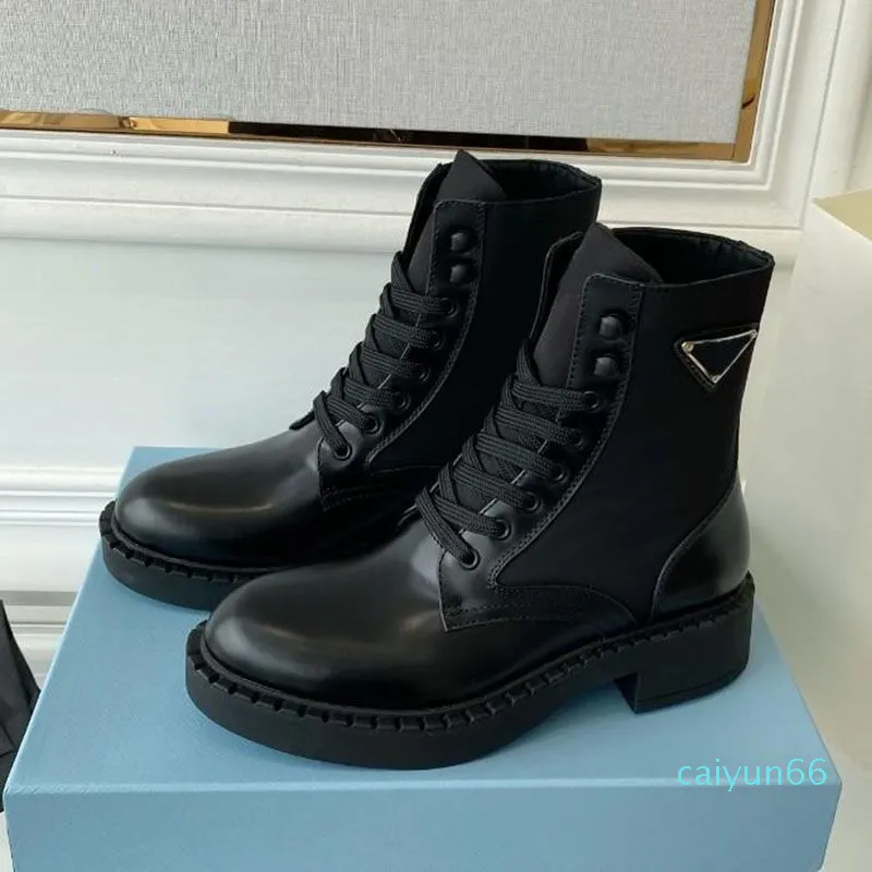 Mulheres Botas Designer Tornozelo Martin Boot Couro Nylon Bolsa Removível Bootie