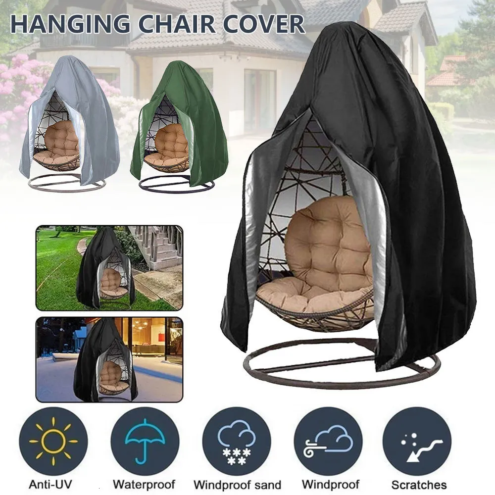 Housses de chaise Couverture de patio noire Balançoire d'oeuf Protecteur de poussière imperméable avec étui de protection à glissière Suspendu en plein air 230921