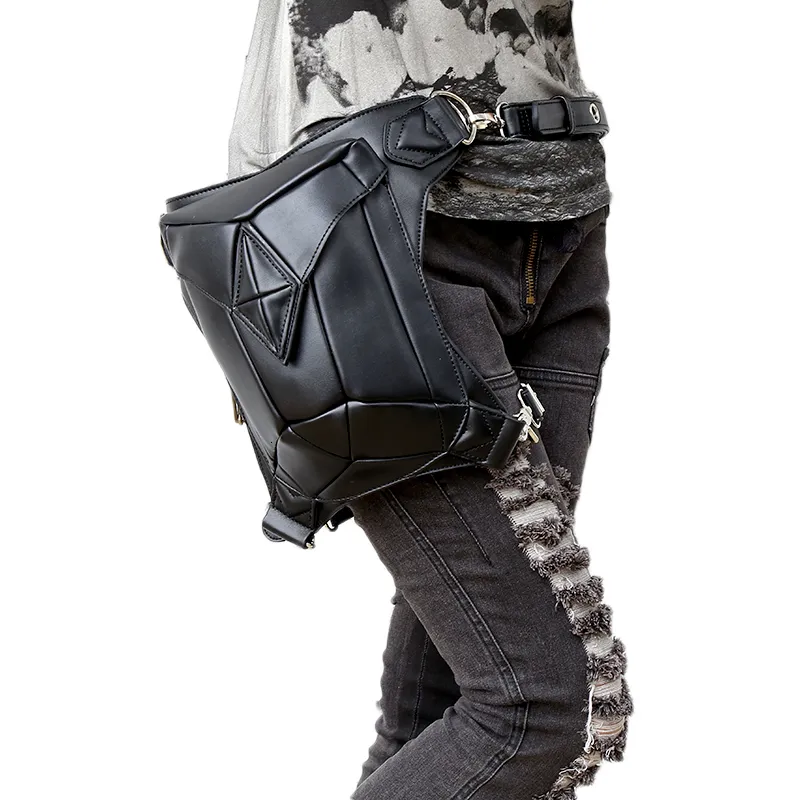 Sac Banane Unisexe Steampunk Gothique – Ceinture Utilitaire En Toile Noire, Style Rock