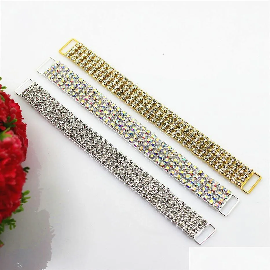 Rhinestones Cjsir 10Pcs 4Rows Fl Crystal Rhinestone Bikini Connectors Buckle Metal Chain For Swimming Wear Decoration3405 Drop Deliver Dhm6J