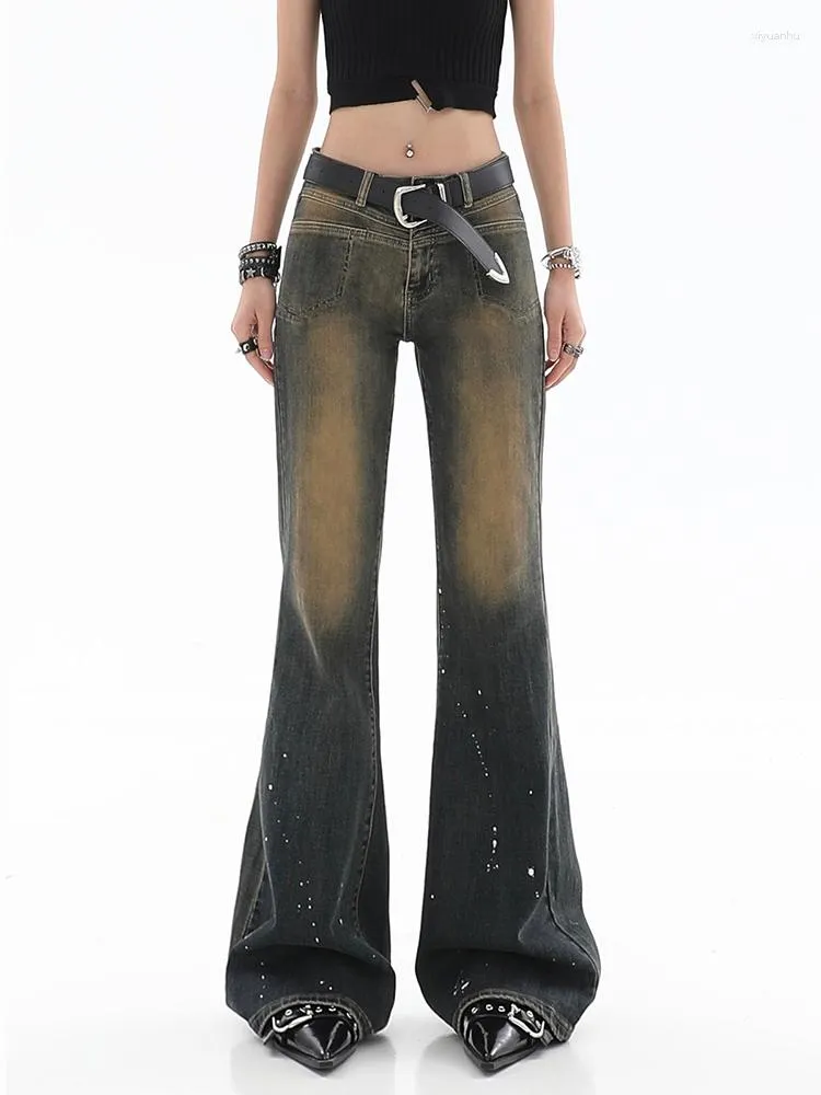 سراويل جينز نسائية عالية الخصر على نطاق واسع الساقين أنثى سراويل جينز هاراجوكو التسعينات من القرن الماضي