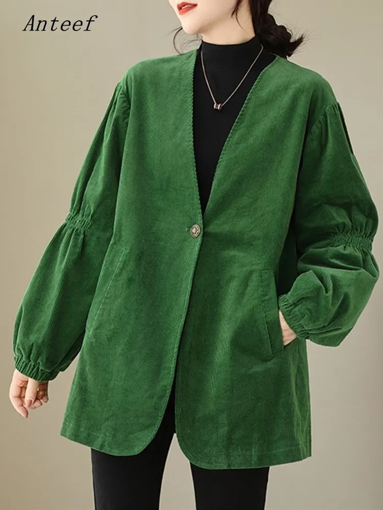Anteef Oversized Corduroy Womens Tweed Jackets Jacket Casual Loose Fit For Autumn Spring 2023 Vintage Style Coat From Kai04 21.93 DHgate.Com