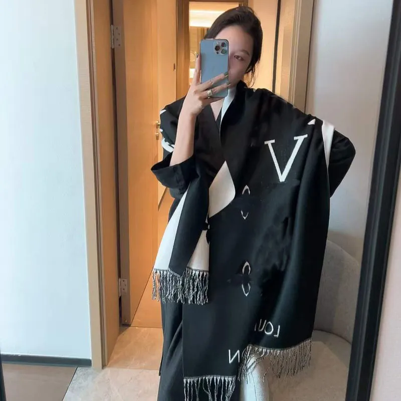 2023 New Luxury v Cashmere Shawl Shawl Women Long Winter Warm Pashmina يلف الحجاب مع شرابة بوفاندا