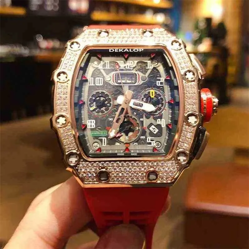 Orologio di lusso Richarmilles Barrel Star Mechanics Orologio da polso grande Stesso tipo da uomo Quadrante più costoso Meccanico cavo 7NGS L