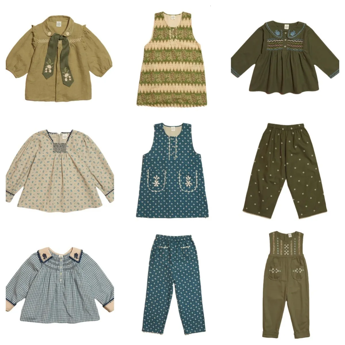 Ensembles de vêtements Enfants Filles Vêtements Outfit Set 2023 Automne APO Bébé Brodé Fleur Chemises et Pantalons Enfants Cloting 230920