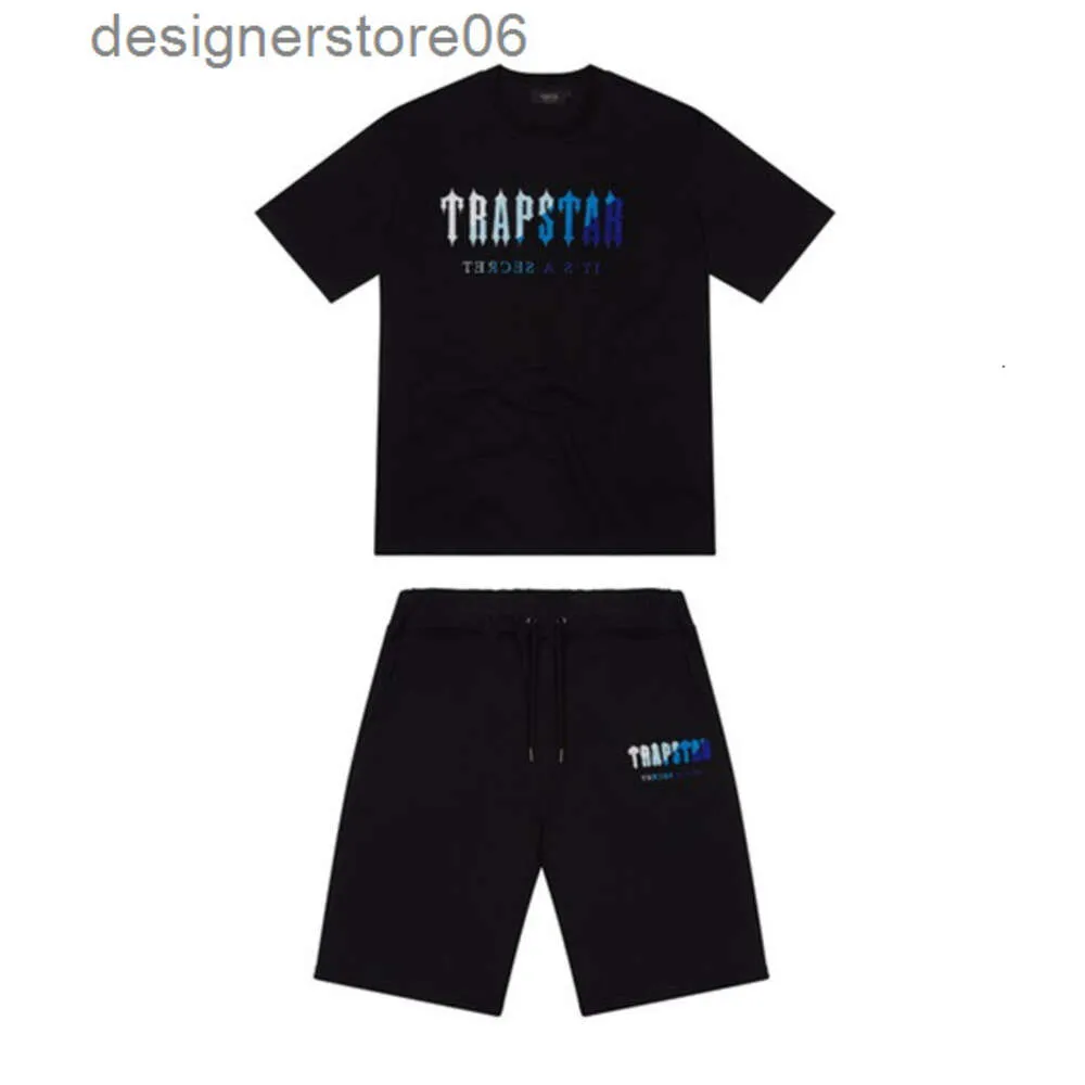 Herr t-shirts topp trapstar ny t-shirt kort hylsa outfit chenille träning svart bomull london streetwears-2xl casual