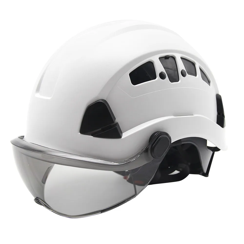 Capacetes de patins Capacete de segurança com óculos ABS Construção Capacete protetor para escalada equitação ao ar livre Capacete de resgate de trabalho branco 230921