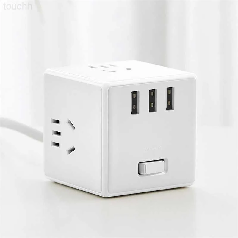 Sockets Mijia Rubik's Cube Converter Protection Design Strip 3USB Socket Pd Fast Charger Plug-In Elektriska kabeldragna omvandlare L230921