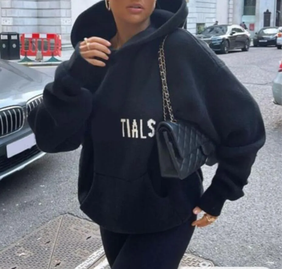 Winter gebreide trui met capuchon voor heren dames dubbele draad hoodies met letters hoge kwaliteit warme sweathirt hiphop streetwear topkleding meerdere kleuren