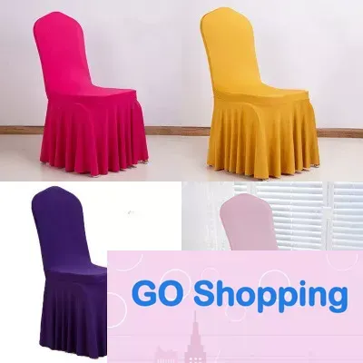 Mode chaise jupe couverture mariage Banquet chaise protecteur housse décor plissé jupe Style chaise couvre élastique Spandex