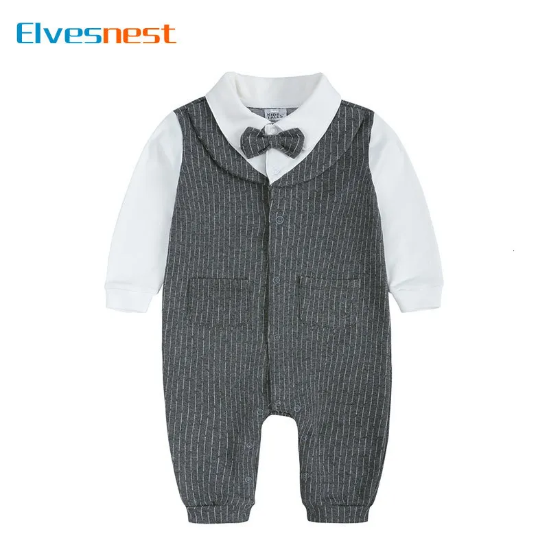 Barboteuses Mode Gentleman Bébé Garçon Coton À Manches Longues Vêtements Garçons Printemps Automne Vêtements Pour Bébés 3 24 Mois 230920