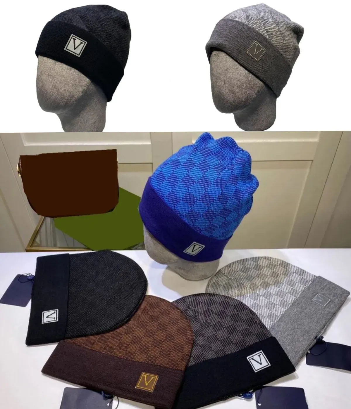 Шапка-бини дизайнерская шапка-бини шляпа-ведро кепка зимняя шапка вязаная шапка Весенние шапки с черепом Зимние уличные приталенные шапки kaleen-6 CXG9211