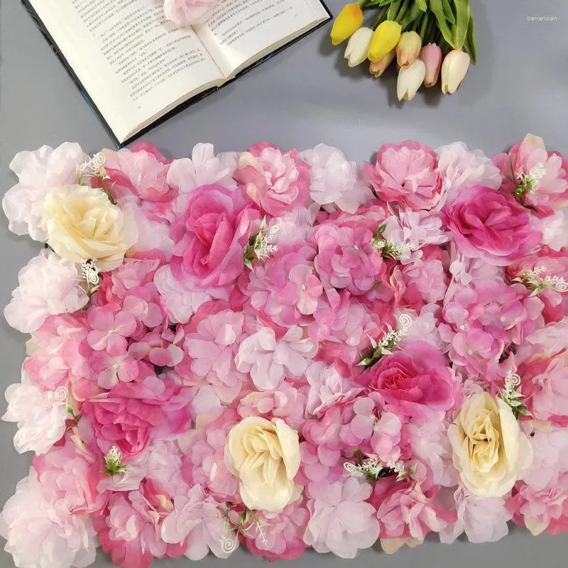 Decorative Flowers Rose Wedding Decoration Artificial Flower Wall Panel 40x60CM Baby Shower Backdrops With Home Decor