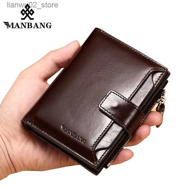Mens leather wallet top with zip coin pocket