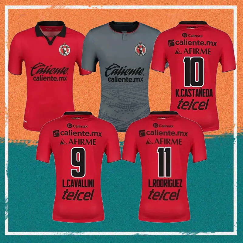 2023 Mexique LIGA MX Club Tijuana Soccer Jerseys 23/24 Accueil Rouge CASTILLO MARTINEZ Chemise Club RODRIGUEZ RIVERA B. DIAZ LOPEZ Uniforme de football à l'extérieur