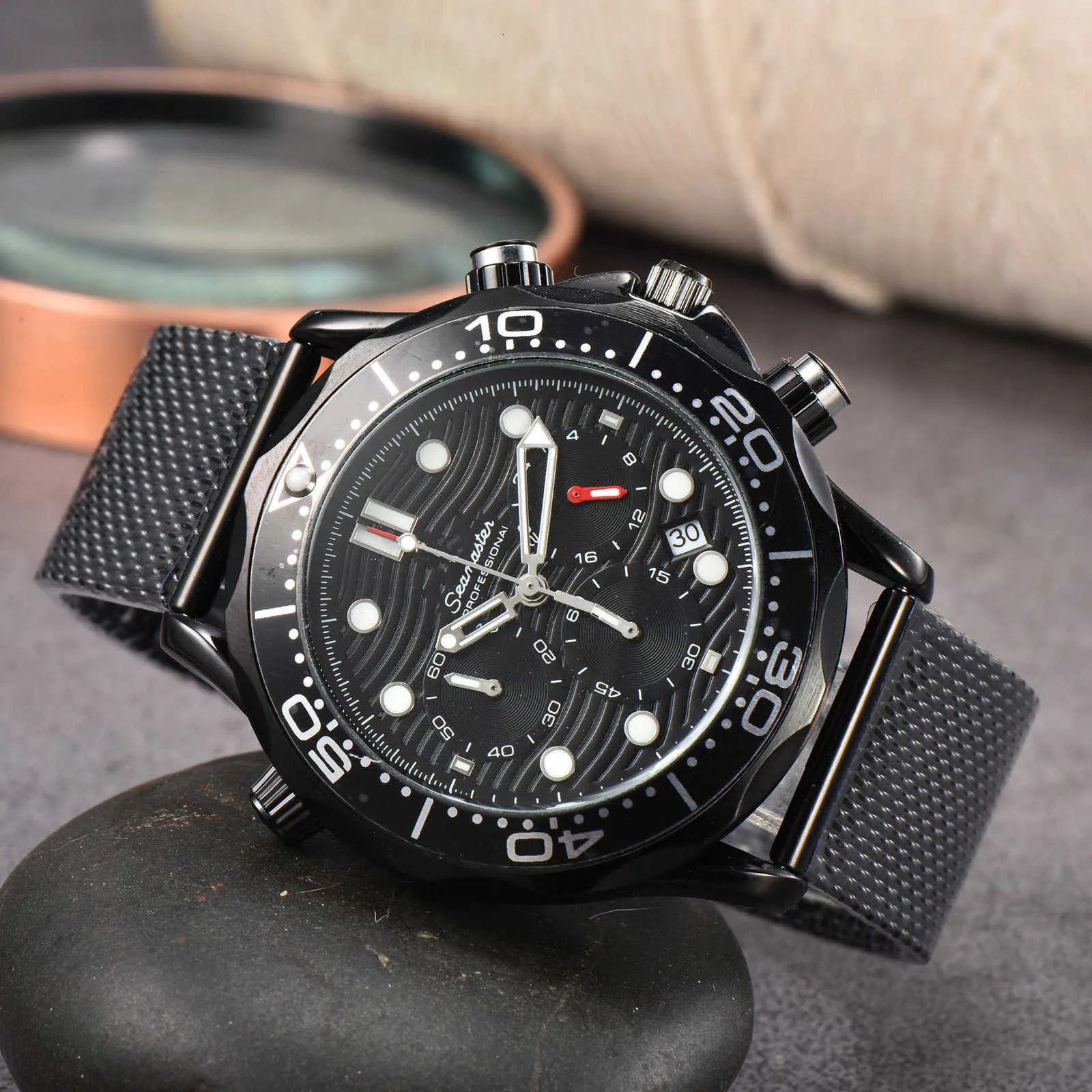 Moda Omeg zegarek luksusowy projektant mega kwarc Watch Oujia Haima 007 Bond Men's Steel Band Six Pin