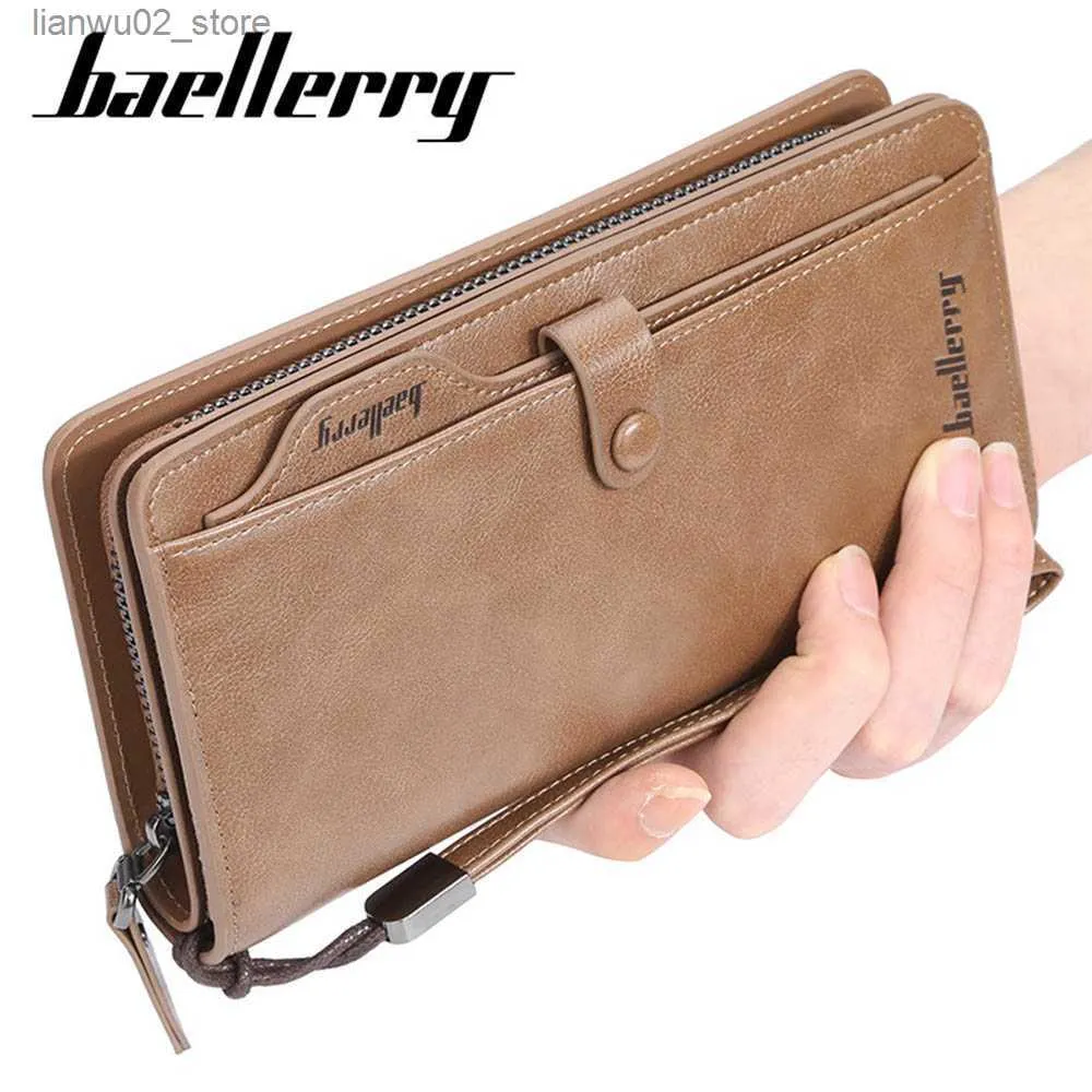 Clipes de dinheiro 2019 Baellerry Men Long Fashion Wallets Desigh Zipper Titular do cartão Bolsa de couro Bolsa de moedas sólida de alta qualidade Bolsa masculina Q230921