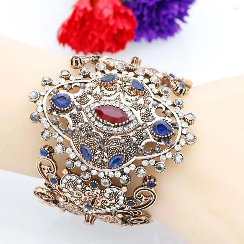 Bracelet Sunspicems charme rétro pour femmes couleur or turc grande mariée accessoires de bijoux de mariage