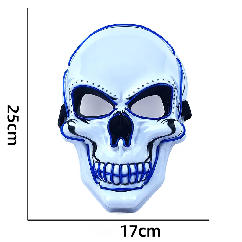 Halloween Mask LED Light up Costumes Scary Skull Masks EL Wire Glowing Cosplay Mask for Hallowmas Party Supplies Favor