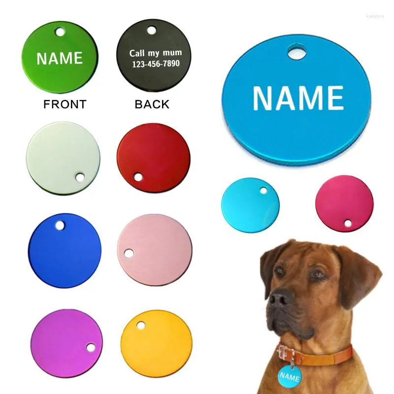 Hundemarke, 9 Stück, 25 mm, einfach, personalisierbar, mit individuellem Namen, runde Halsbänder, Haustier-Identität, Anti-Verlust-Halsketten-Zubehör