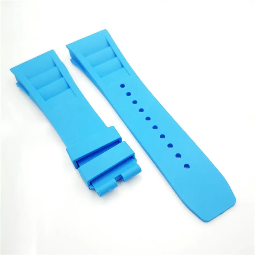 25mm Baby Blue Watch Band Rubber Strap för RM011 RM 50-03 RMRM50-01290S