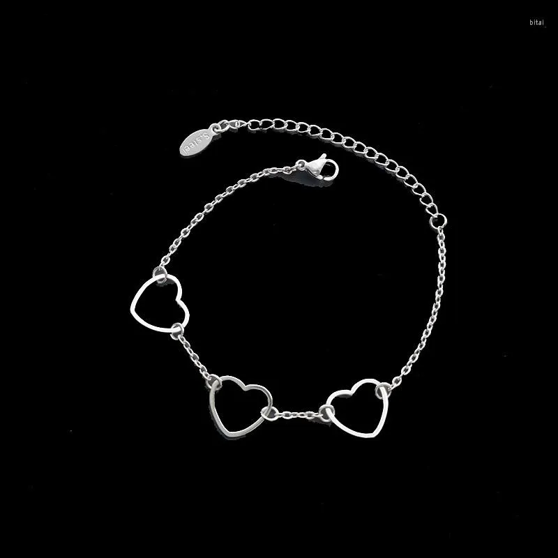 Link Bracelets 1pc Hollow Love Heart Stainless Steel Chains For Couples Kids And Mom Fashion Jewelry Women Accessories