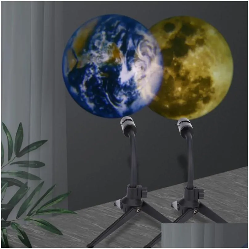 Nachtverlichting Luchtlicht Planeet Magische projector Maan Aarde Projectie Led-lamp 360ﾰ Draaibaar USB Oplaadbaar Voor kinderen Drop Delivery L Otttp