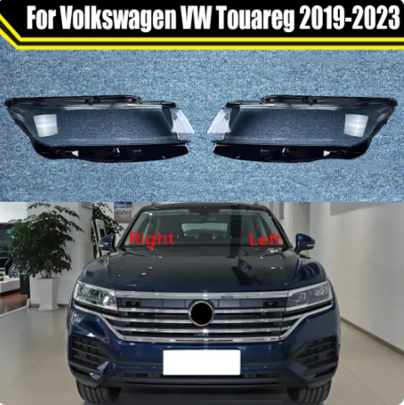 Auto Transparent Light Housing Lamp Fase för Volkswagen VW Touareg 2019-2023 Front Car Headlight Glass Lens Cover Shade Shell