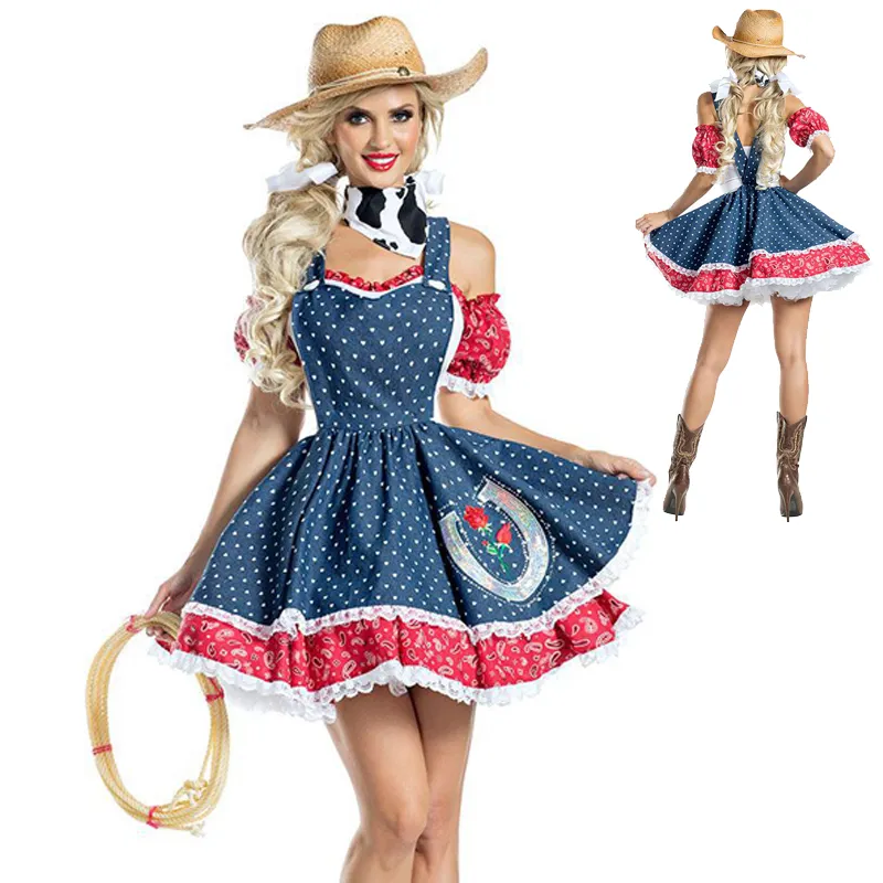 Costumes d'anime carnaval Halloween Costume de Cowgirl du Far West indien chasseresse tribu Cowboy Clubwear Cosplay robe de soirée fantaisie