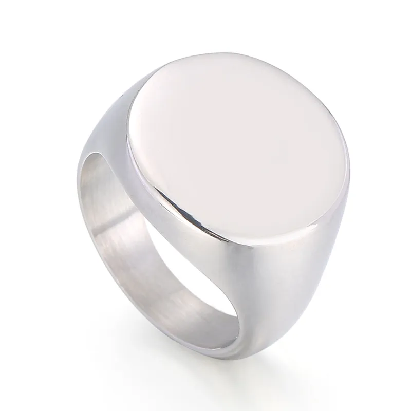 Cool lisse brillant 18mm de large anneaux ronds en acier inoxydable grand anneau pour hommes 6-10 # or argent
