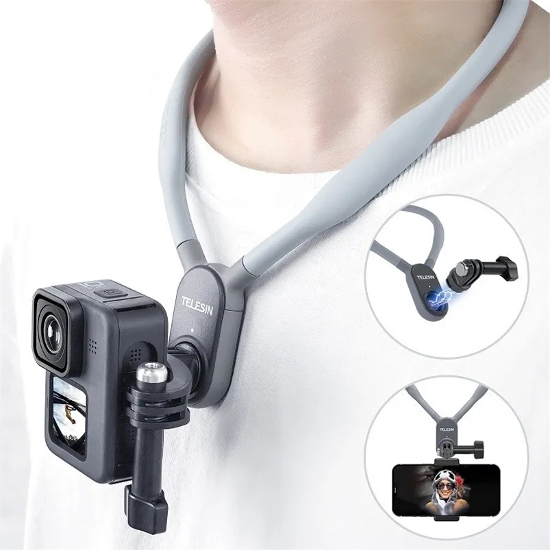 Other Camera Products TELESIN Silicone Neck Hold Mount For GoPro Hero 12 11  10 9 8 7 6 Insta360 DJI Osmo Action Smartphone Magnetic Action Accessories  230920 From Ping04, $12.44