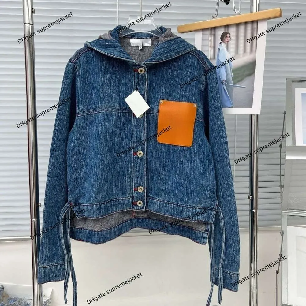 Jaquetas de grife de alta qualidade Nova etiqueta de couro outono vintage lavagem denim terno frente curta e design traseiro longo casaco solto