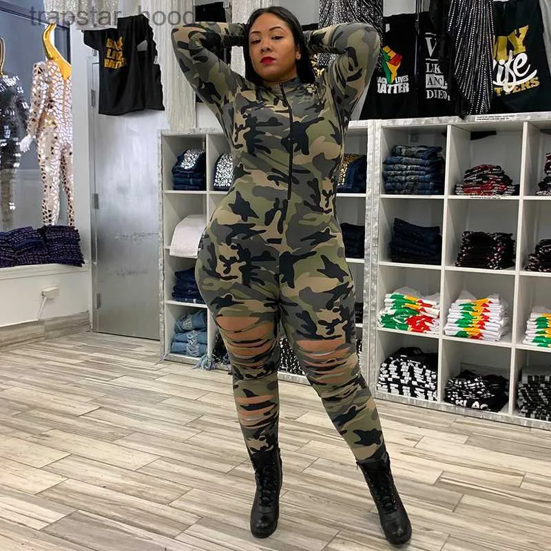 Womens Jumpsuits Rompers 2022 Summer New Camouflage Slim Jumpsuit