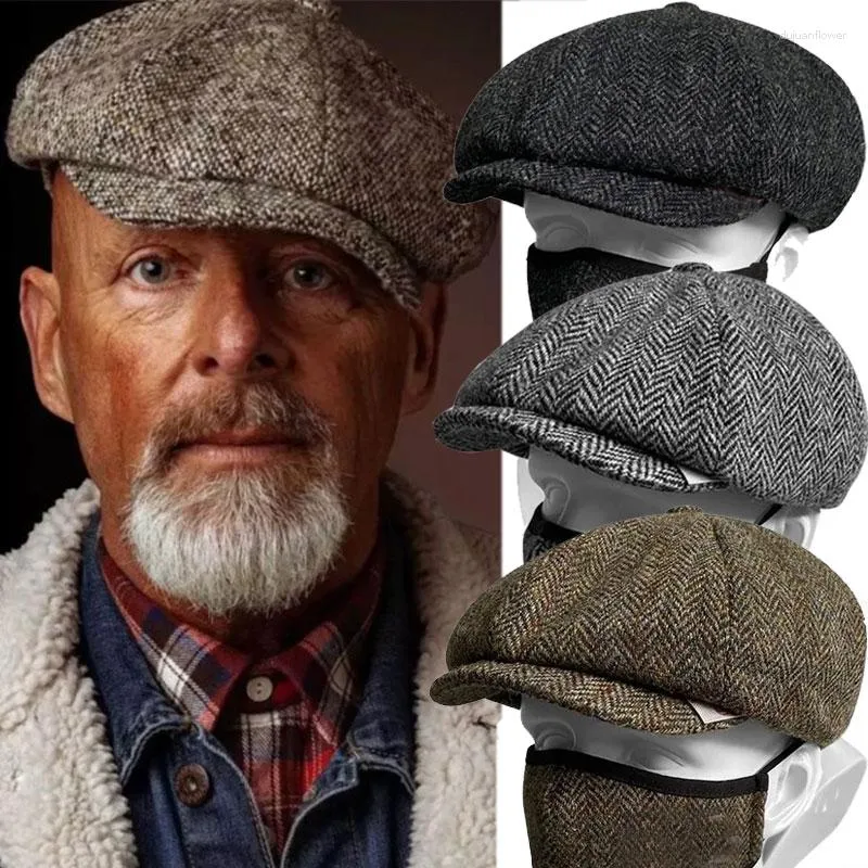 Vintage Wool Tweed Mens French Beret For Men Herringbone Gatsby Streetwear Casual  British Flat Cap From Dujuanflower, $7.3