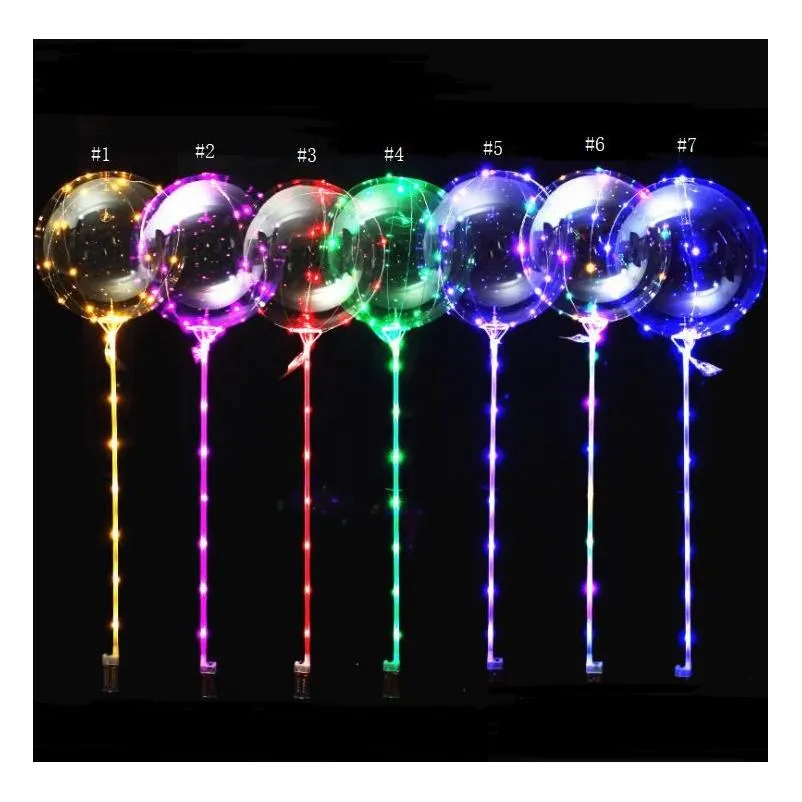 Party Decoration Luminous Led Balloon Transparent Clear Bobo Balloons 18 Inch Light Colorf Wave Helium Ball For Birthday Wedding Chr Dhoib