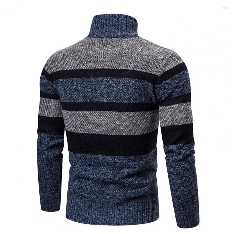 Herentruien Winter Heren Top Modieuze Gestreepte Gebreide Jas Warme Slim Fit Trui Met Opstaande Kraag Ritssluiting Voor Buitensporten